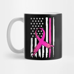 Ribbon Flag USA American Breast Cancer Awareness Mug